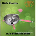 18/8 Stainless Steel Food Mill Set / Pink Silicone Handle